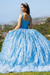 Embroidered Lace Applique Strapless Sheer Corset Ombre Ball Gown for Women 4/XS-16/3X